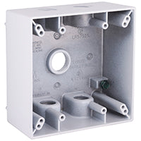 HUBBELL 5337-1 Weatherproof Box, 5 -Outlet, 2 -Gang, Aluminum, White, Powder-Coated