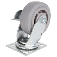 ProSource JC-T04 Swivel/Brake Caster, 5 in Dia Wheel, 2 in W Wheel, Thermoplastic Rubber Wheel, Gray, 450 lb