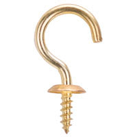 ProSource Cup Hook, 1/2 in Opening, 5 mm Thread, 1-3/4 in L, Brass, Brass