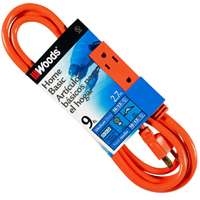 CCI 2864 Extension Cord, 16 AWG Cable, 9 ft L, 13 A, Orange