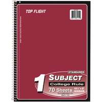 TOP FLIGHT WB705PFW 4510821 College Rule Notebook, Micro-Perforated Sheet, 70-Sheet, Wirebound Binding