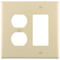 Eaton Wiring Devices PJ826LA Combination Wallplate, 4.9 in L, 4.86 in W, Mid, 2 -Gang, Polycarbonate, Light Almond