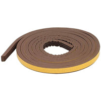 M-D 63644 Weatherstrip Tape, 19/32 in W, 10 ft L, EPDM Rubber, Brown