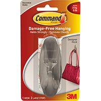 Command 17083-BN Designer Hook, 5 lb, 1-Hook, Metal, Brushed Nickel