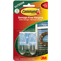 Command 17091CLR-AW Window Hook, 2 lb, 2-Hook, Plastic, Clear