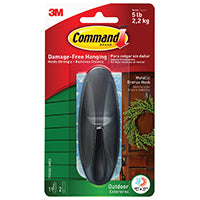 Command 17083BZ-AWES Adhesive Hook, 5 lb, 1-Hook, Plastic, Bronze