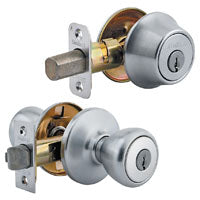 Kwikset 690T26DCP6ALRCSK6 Knob Lockset, 3 Grade, Keyed Key, Satin Chrome, 2-3/8 x 2-3/4 in Backset, K6 Keyway