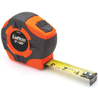 Crescent Lufkin PHV1430N/PHV1430 Tape Measure, 30 ft L Blade, 1 in W Blade, ABS Case, Orange Case