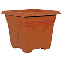 Southern Patio DP1510TC Sturdy Deck Planter, 14.88 in W, 14.88 in D, Square, Plastic, Terracotta