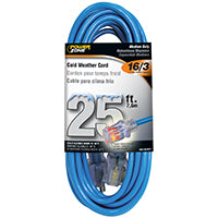 PowerZone Extension Cord, 16 AWG Cable, 5-15P Grounded Plug, 5-15R Grounded Receptacle, 25 ft L, 13 A, 125 V