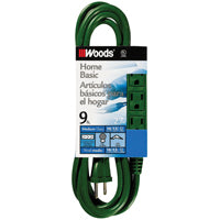 CCI 0864 Extension Cord, 16 AWG Cable, 9 ft L, 13 A, Green