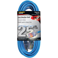 PowerZone Extension Cord, 14 AWG Cable, 5-15P Grounded Plug, 5-15R Grounded Receptacle, 25 ft L, 15 A, 125 V