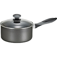 T-fal MIR-A7972184M Sauce Pan with Glass Lid, 1 qt Capacity, Aluminum, Thumb Rest Handle