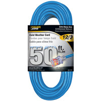 PowerZone xtension Cord, 12 AWG Cable, 5-15P Grounded Plug, 5-15R Grounded Receptacle, 50 ft L, 15 A, 125 V