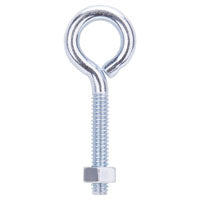 ProSource LR270 Eye Bolt, 6 mm Thread, Machine Thread, 1-3/8 in L Thread, 31/32 in Dia Eye, 130 lb Working Load, Steel