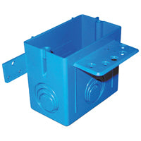 Carlon A122 Outlet Box, 1 -Gang, 4 -Knockout, PVC, Blue, Bracket Mounting