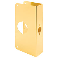 Prime-Line U9550 Lock and Door Reinforcer, 2-3/4 in Backset, 1-3/4 in Thick Door, Brass, Brass, 9 in H, 4-5/16 in W