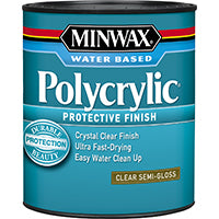 Minwax Polycrylic 244444444 Protective Finish Paint, Semi-Gloss, Liquid, Crystal Clear, 0.5 pt, Can