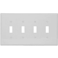 Eaton Wiring Devices PJ4W Wallplate, 4-7/8 in L, 8.56 in W, 4 -Gang, Polycarbonate, White, High-Gloss