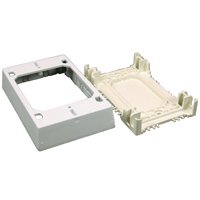 Wiremold NMW NMW35 Outlet Box, 1 -Gang, 0 -Knockout, Plastic, White, Wall Mounting