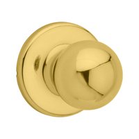 Kwikset 200P3RCLRCS Door Knob, Polished Brass, 1-3/8 to 1-3/4 in Thick Door, 2-1/4 in Strike