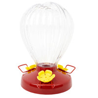 Perky-Pet 273B Bird Feeder, Fluted Balloon, 32 oz, Nectar, 3-Port/Perch, Plastic, 7-1/2 in H