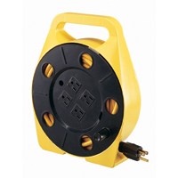 PowerZone ORCR220625 Cord Reel, 25 ft L Cord, 16 AWG Wire, 4 -Socket, 5-15R NEMA Socket, 5-15P NEMA Plug, 125 V