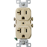 Eaton Wiring Devices 877V-BOX Duplex Receptacle, 2 -Pole, 20 A, 125 V, Side Wiring, Ivory