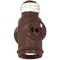 Eaton Wiring Devices 715B-BOX Lamp Holder Adapter, 660 W, 2-Outlet, Thermoplastic, Brown