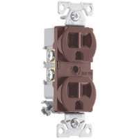 Eaton Wiring Devices 827B-BOX Duplex Receptacle, 2 -Pole, 15 A, 125 V, Side Wiring, NEMA: 5-15R, Brown