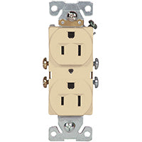 Eaton Wiring Devices 827V-BOX Duplex Receptacle, 2 -Pole, 15 A, 125 V, Side Wiring, NEMA: 5-15R, Ivory