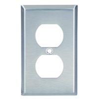 Eaton Wiring Devices 93101-BOX Receptacle Wallplate, 4-1/2 in L, 2-3/4 in W, 1 -Gang, 302 Stainless Steel