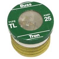 Bussmann TL-25 Plug Fuse, 25 A, 125 V, 10 kA Interrupt, Plastic Body, Low Voltage, Time Delay Fuse