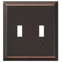 Amerelle Century 163TTDB Wallplate, 4-15/16 in L, 4-9/16 in W, 2 -Gang, Steel, Aged Bronze