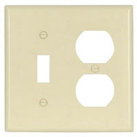 Eaton Wiring Devices 2138LA-BOX Combination Wallplate, 4-1/2 in L, 4-9/16 in W, 2 -Gang, Thermoset, Light Almond