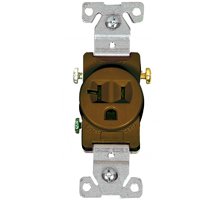 Eaton Wiring Devices 1877B-BOX Single Receptacle, 2 -Pole, 125 V, 20 A, Side Wiring, NEMA: NEMA 5-20R, Brown