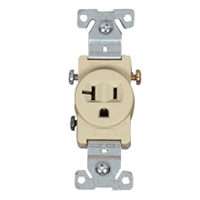 Eaton Wiring Devices 1877V-BOX Single Receptacle, 2 -Pole, 125 V, 20 A, Side Wiring, NEMA: NEMA 5-20R, Ivory