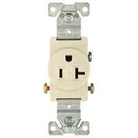 Eaton Wiring Devices 1877LA Single Receptacle, 2 -Pole, 125 VAC, 20 A, Side Wiring, NEMA: NEMA 5-20R, Light Almond