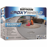 RUST-OLEUM EPOXYSHIELD 203007 Basement Floor Coating Kit, Satin, Gray, Liquid