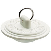 Plumb Pak PP820-2 Drain Stopper, Rubber, White, For: 1-1/2 in Sink