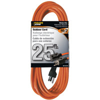 PowerZone Extension Cord, 16 AWG Cable, 5-15P Grounded Plug, 5-15R Grounded Receptacle, 25 ft L, 13 A, 125 V