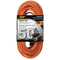 PowerZone Extension Cord, 16 AWG Cable, 5-15P Grounded Plug, 5-15R Grounded Receptacle, 50 ft L, 13 A, 125 V