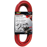 PowerZone Extension Cord, 14 AWG Cable, 25 ft L, 13 A, 125 V, Red