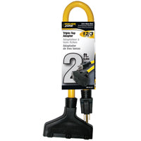 PowerZone Extension Cord, 12 AWG Cable, 2 ft L, 15 A, 125 V, Yellow