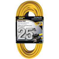 PowerZone Extension Cord, 12 AWG Cable, 25 ft L, 13 A, 125 V, Yellow