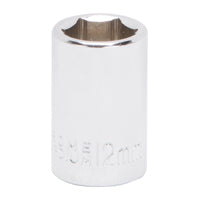 Vulcan MT6499156 Drive Socket, 12 mm Socket, 3/8 in Drive, 6-Point, Chrome Vanadium Steel, Chrome