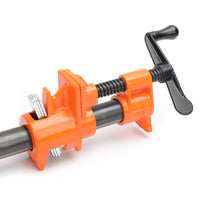 PONY 50 Pipe Clamp Fixture, Clamping Range: 3/4 in, Crank Handle, Steel, Black/Orange