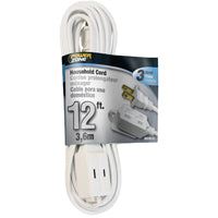 PowerZone Extension Cord, 16 AWG Cable, 12 ft L, 13 A, 125 V, White