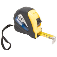 Vulcan C21-7.5X25 Measuring Tape, 25 ft L Blade, 1 in W Blade, Steel Blade, ABS Plastic Case, Yellow Case