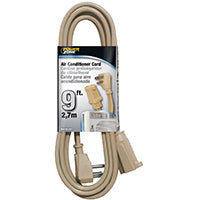 PowerZone OR681509 Single-Ended Extension Cord, SPT-3, Vinyl, Beige, For: Air conditioner and Appliances